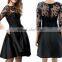 Fashion Ladies Sexy Lace Half Sleeve Evening Dress Women Mini Dress