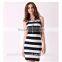 Women Sexy Club Dress Strapless Striped Pencil Casual Dress