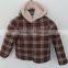 Baby Boys Brown Grid Over Coat With Faux Fur Cap for Winter