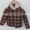 baby boys brown grid over coat with faux fur cap for winter