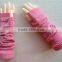 2016 new design knitted free size elbow length pink winter fingerless 100% cashmere gloves wholesale