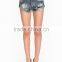 Latest Classic Stone Washed Denim Shorts Sexy Women Shorts With Lace Trim