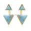 Retro Women Gold/Silver Turquoise Triagnle Earrings Jewelry Gift