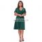 Hanna Nikole Dark Green Short Sleeve V-Neck Plus Size Bridesmaid Swing Summer Dress HN0017-3