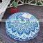 Indian Home Decor Decorative Throw Cotton Pillow Case Vintage Mandala Pouf Cover Handmade Ottoman Decor Footstool With Pom Pom