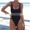 hot sale Solid color backless women's swimwear one piece bikini