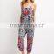 Baroque Print Gauze Adjustable Cami Straps Elasticized WaistJumpsuit