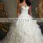 Luxury Ivory Ruffled Organza Lace Bodice Beaded Ball Gown Wedding Dress