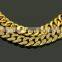 12mm Pink Cuban Chain Iced Out Rhinestone Zinc Alloy  Gold Plating Miami Cuban Link Chain Necklace Wholesale Jewelry