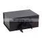 Custom anti-scratch matte lamination black folding flat magnetic gift box with ribbon