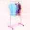 Heavy Duty Stainless Steel  Garment Single Rail Adjustable Clothing  Rolling Pink Lady Coat Laundry Drying Rack
