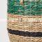 Best Seller Green Stripe Seagrass Hanging Planter With Lining Straw Planter Storage Basket Plant Holder Wholesale