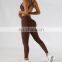 Custom Logo Wholesale Front Zipper Bra High Waist Pants 2 PCS Yoga Suit Set Sexy Women Sweatsuit Set Tracksuit