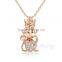 2016 latest mix elements design monkey and crown pendant crystal gold necklace for women