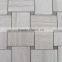 Basket wave white wooden grain marble mosaic with athens gray