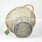 Round hat wicker basket with over handle and plastic liners decoratived by plaster colth used for Home and Garden (K4-1870)