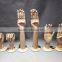 25cm height female right wooden hand beech wood with round wooden base