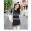 Korean Clothes Loose Hoodies Sweatshirt Short Sleeve Stripe Sport Suit for Women