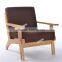 Pastoral style solid wood sofa single seater dining room chair sofa