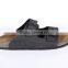 Leather upper wooden cork sole slipper for men men's cork shoes wholesale