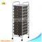 Factory Wholesale 10 Drawers Chrome Studio Organizer Cart Trolley