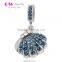 S361 Globalwin Sky Blue Zircons Paved Sea Charms Crystal S925 Shell Design Charms For Bracelet And Necklace