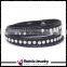 Fashion Slake Double Wrap Leather Bracelet with Biling Full Crystal