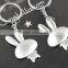 Couple bunny rabbit keychain metal alloy keychain custom metal anime keychain
