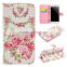 For samsung galaxy s6 PU flower pattern flip wallet leather mobile phone case
