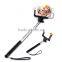 Wire Selfie stick with bluetooth remote control, foldable Cable wired Selfie Stick