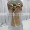 100% Natural Burlap Hessian Chair Sash with Lace Band at 2 Side for Rustic Wedding
