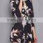 2017 Women clothing latest pretty black floral print round neck ladies playsuit long sleeves