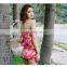 Blue print beach wear fashion two pieces girls swim brief suits with split back