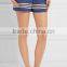 Cozy Striped Design Ladies Loungewear Pull-On Shorts with Elasticated Waistband and Slant Pockets