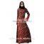 red lace flower printed muslim dress/baite fancy abaya kaftan muslim shirt/ islamic n muslim womenshirt