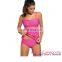 Hot Deep Pink 2pcs Swing Tankini Beautiful Girl Sex Swimsuit Dress