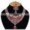 Designer Silver Plated Indian Handmade Party wear Kundan Zerconic Necklace set Red Color