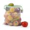 Wholesale Customized Logo Reusable 20D RPET Polyester drawstring mesh bags fruit vegetable supermarket net bag