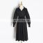 TWOTWINSTYLE Casual Pleated Dresses For Female Lapel Collar Lantern Long Sleeve High Waist