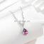 Fashion S925 Sterling Silver Jewelry Ocean Heart Birthstone Pendant Crystal Women Necklace