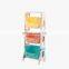 3-Tier  Kids Toy Storage Rack Children's Snack Organiser Mobile Plastic Rack Trolley for Playroom Kids Room