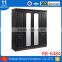 Bedroom furniture RB-6484 wardrobe four door black silver color gardrerobe with double mirror clothespress