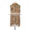 QDMJ006 Lady Clothes Long Knit Rabbit Fur Vest With Raccoon Dog Fur Collar For Women Clothing