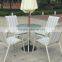 White Outdoor Garden Balcony Aluminum Sling Fabric Patio Furniture Table Chair Set