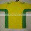 Custom Soccer Shirt made of 100% Polyester Micro Yarn Moisture Wicking fabric Yellow with Green fabric Inserts