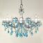 Blue color 12 bulbs czech decorative crystal chandelier