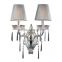 Europe royal luxury chrome wall lamp with crystal pendant for bedroom room and hotel