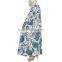 Women Blue Paisley Print Jersey Maxi Skirt Muslim Long