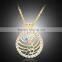 New Hollow Out Geometric Heart Long Chain Necklace Round Silver Gold Plated Rhinestone Pendant Necklace for Women Jewelry Gifts