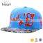 Simple cheap custom floral flat brim 3D embroidery snapback cap
